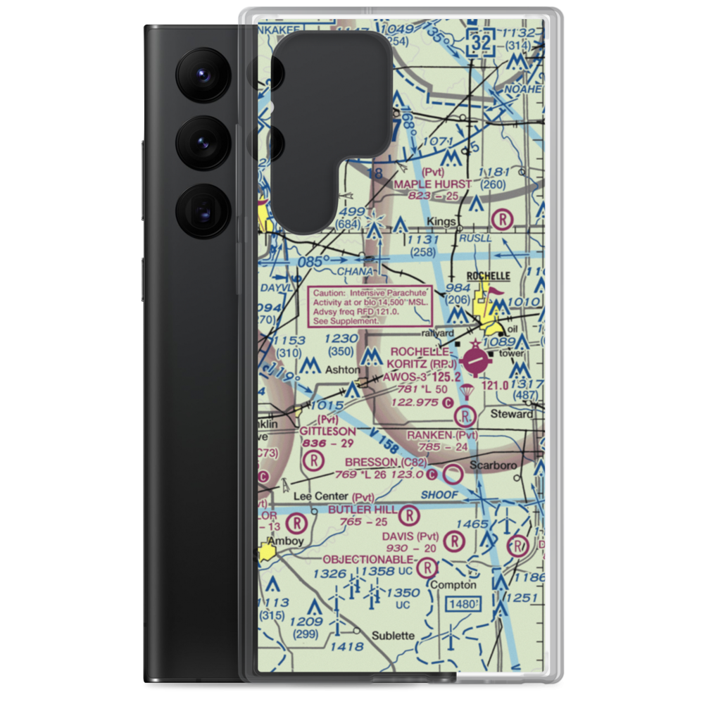 Reinke Airport (75IS) VFR Sectional Samsung Case Samsung Galaxy S22 Ultra model shown