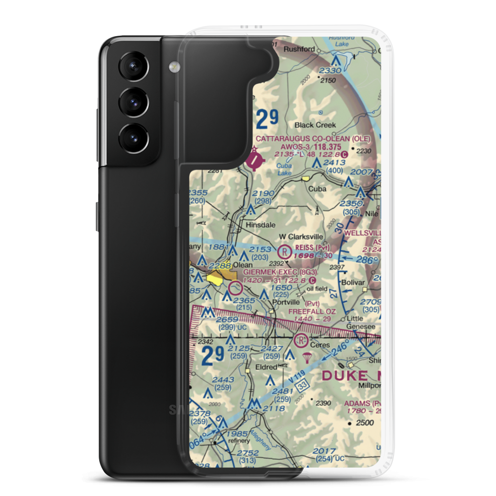 Reiss Game Farm Airport (75NY) VFR Sectional Samsung Case Samsung Galaxy S21 Plus model shown