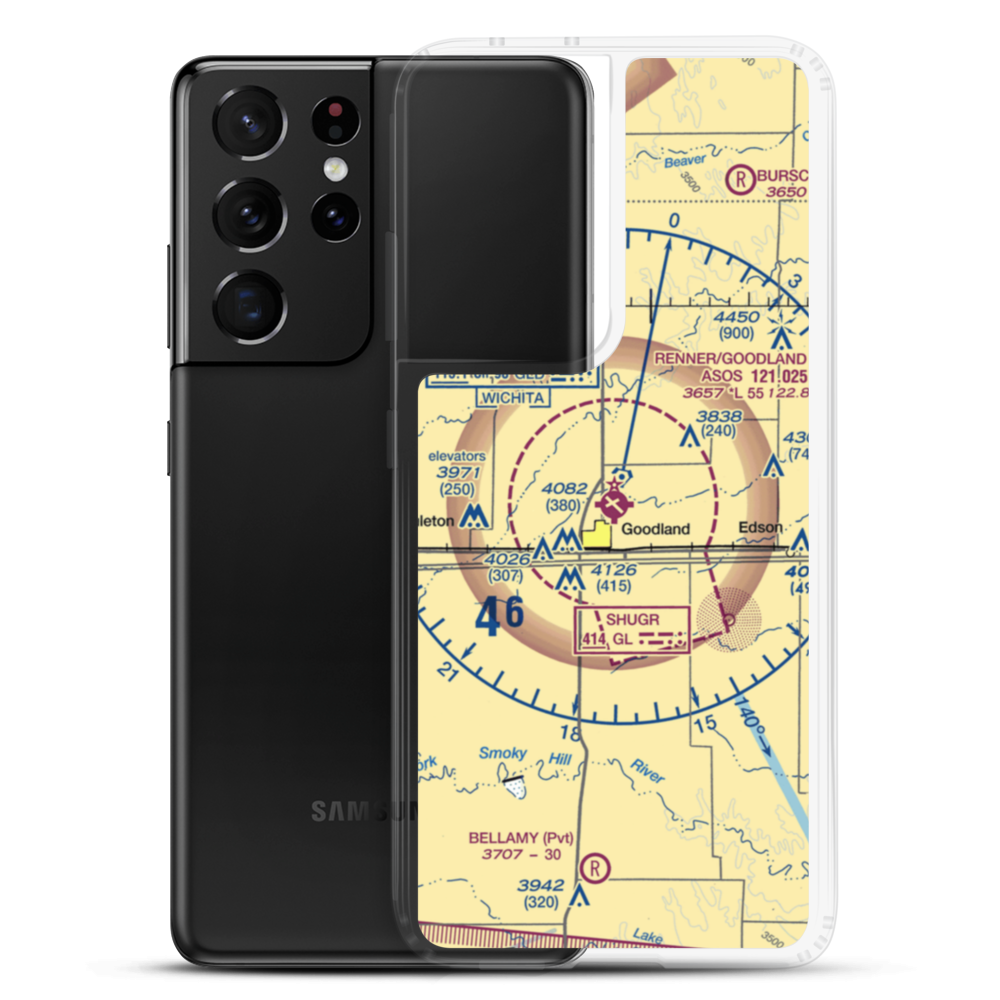 Renner Field-Goodland Municipal Airport (GLD) VFR Sectional Samsung Case Samsung Galaxy S21 Ultra model shown