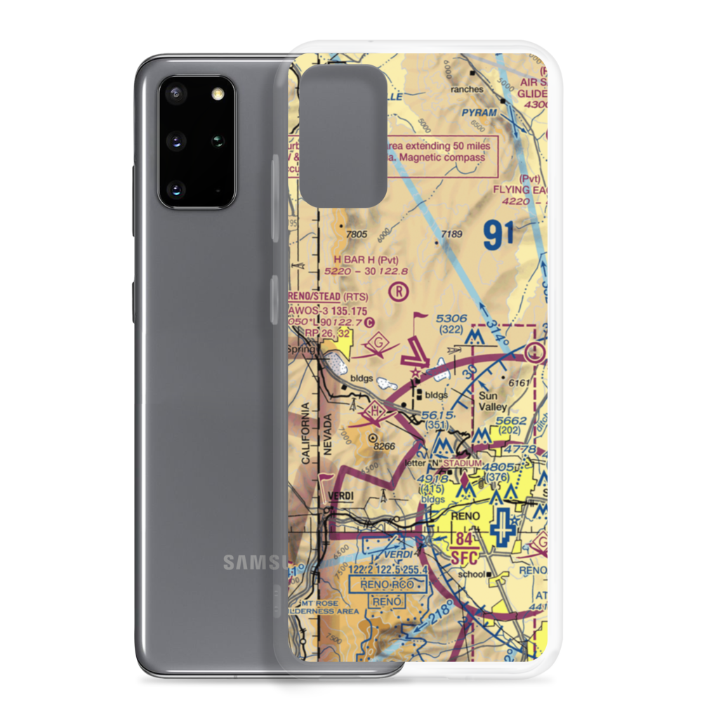 Reno-Stead Airport (RTS) VFR Sectional Samsung Case Samsung Galaxy S20 Plus model shown
