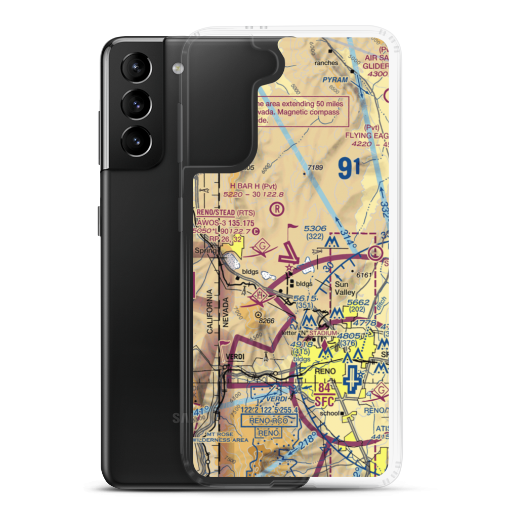Reno-Stead Airport (RTS) VFR Sectional Samsung Case Samsung Galaxy S21 Plus model shown