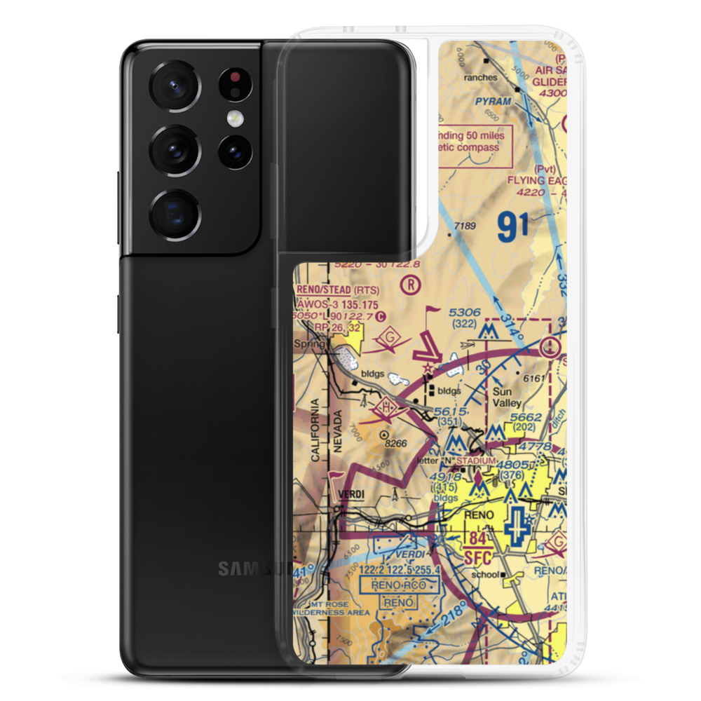 Reno-Stead Airport (RTS) VFR Sectional Samsung Case Samsung Galaxy S21 Ultra model shown