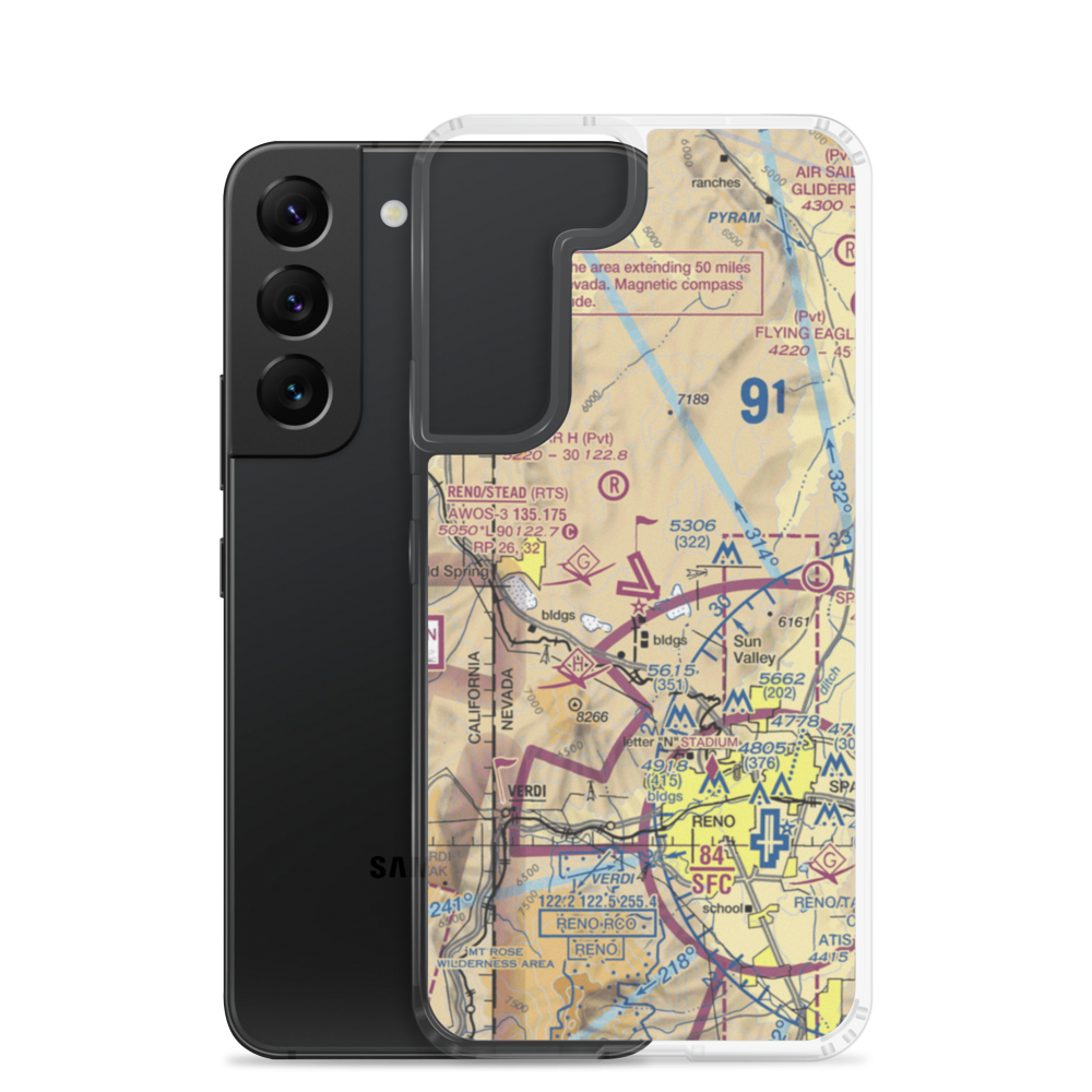 Reno-Stead Airport (RTS) VFR Sectional Samsung Case Samsung Galaxy S22 model shown