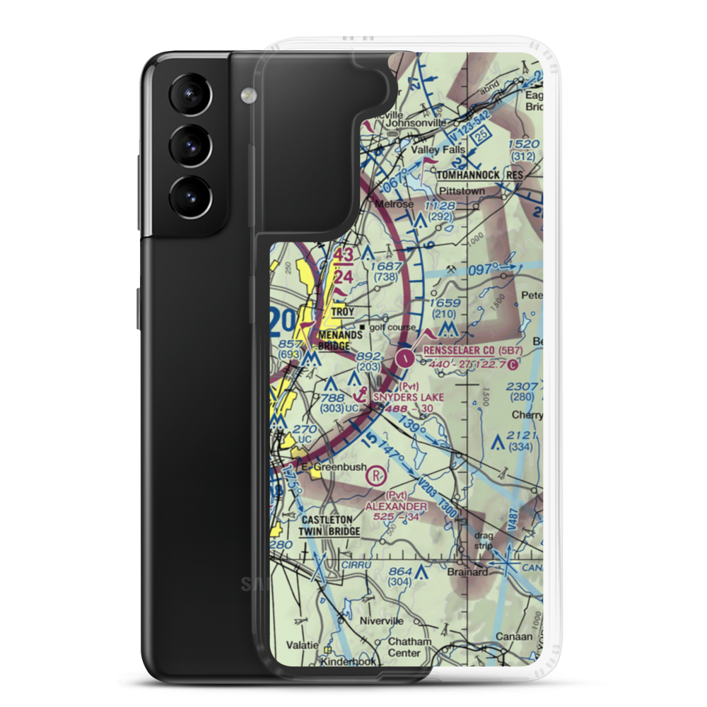 Rensselaer County Airport (5B7) VFR Sectional Samsung Case Samsung Galaxy S21 Plus model shown