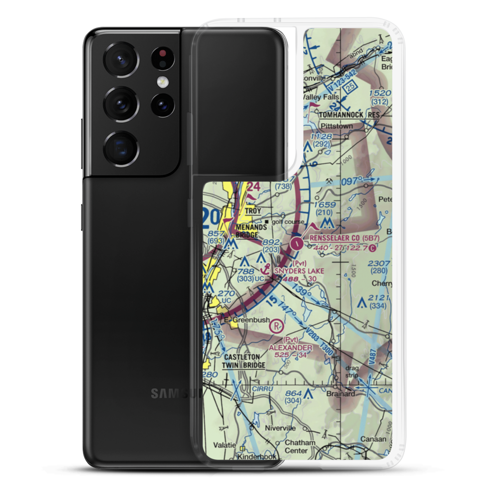 Rensselaer County Airport (5B7) VFR Sectional Samsung Case Samsung Galaxy S21 Ultra model shown