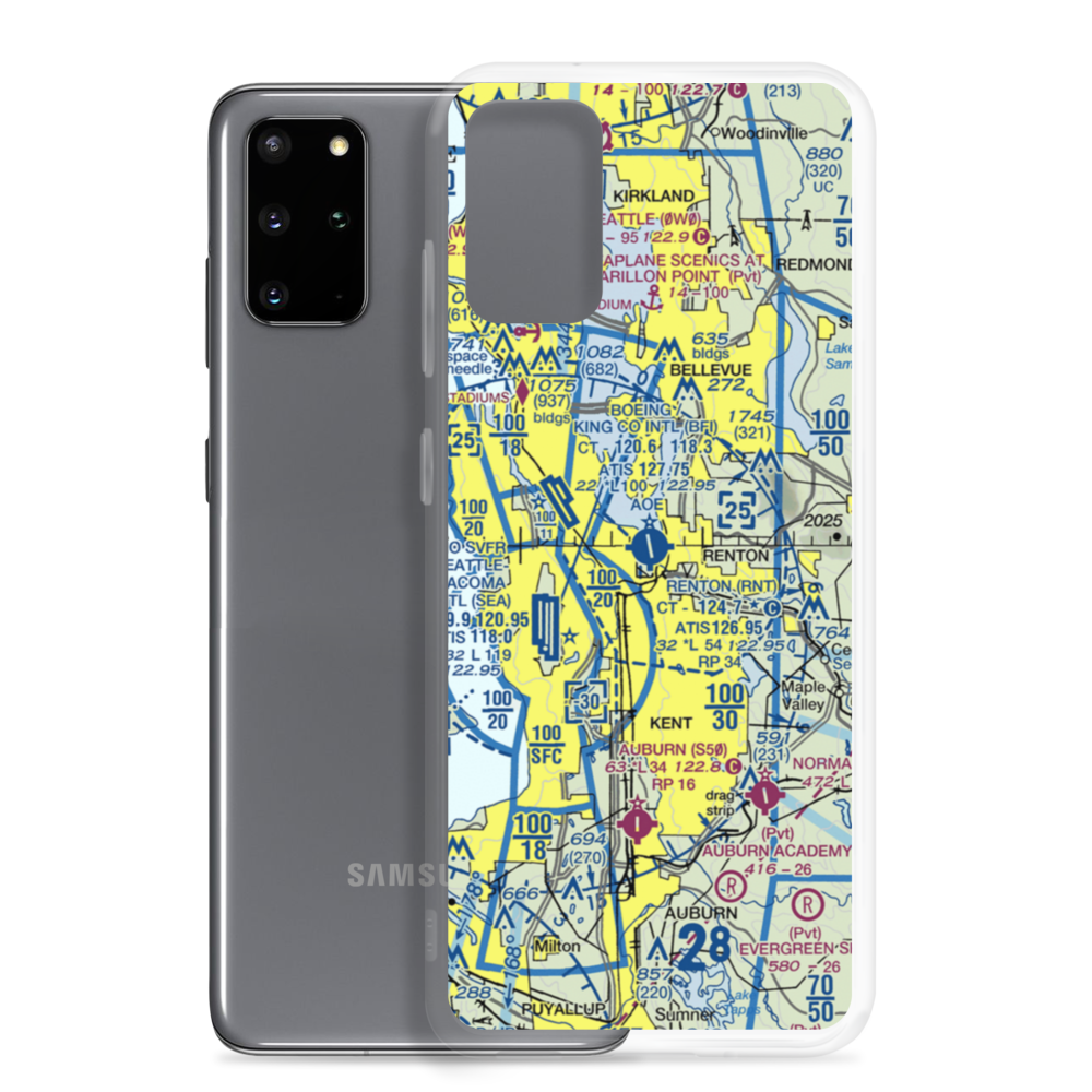 Renton Municipal Airport (RNT) VFR Sectional Samsung Case Samsung Galaxy S20 Plus model shown