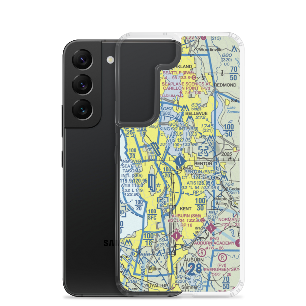 Renton Municipal Airport (RNT) VFR Sectional Samsung Case Samsung Galaxy S22 model shown
