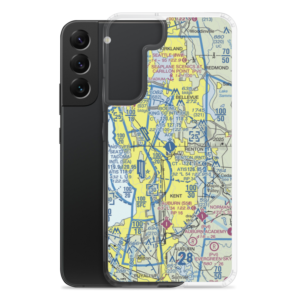 Renton Municipal Airport (RNT) VFR Sectional Samsung Case Samsung Galaxy S22 Plus model shown