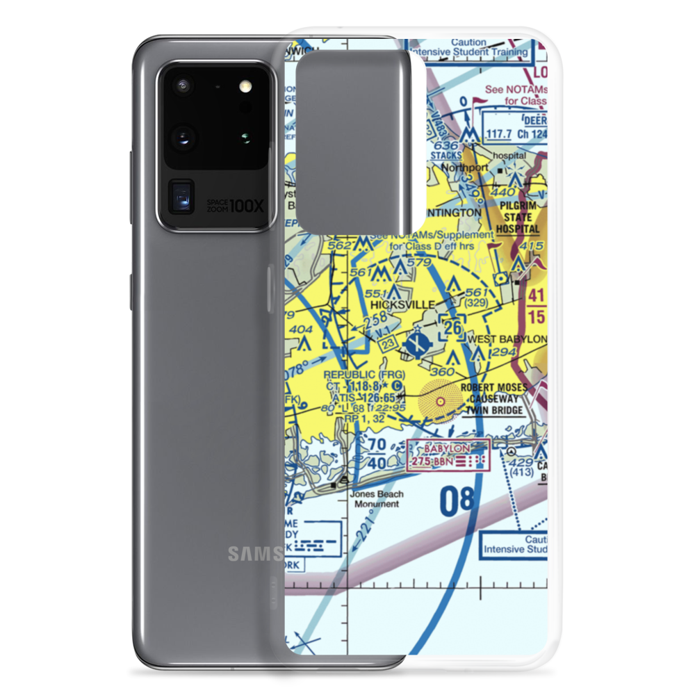 Republic Airport (FRG) VFR Sectional Samsung Case Samsung Galaxy S20 Ultra model shown