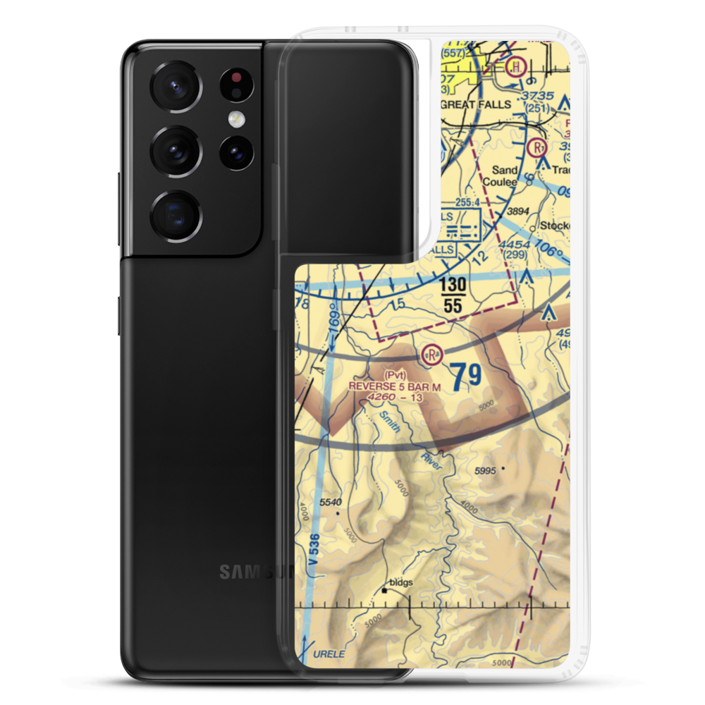 Reverse 5 Bar M Airport (31MT) VFR Sectional Samsung Case Samsung Galaxy S21 Ultra model shown
