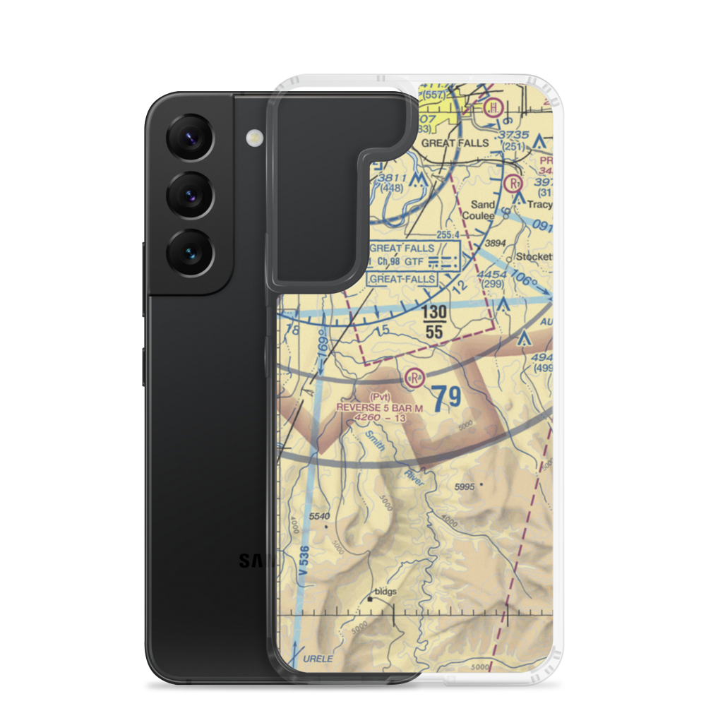 Reverse 5 Bar M Airport (31MT) VFR Sectional Samsung Case Samsung Galaxy S22 model shown