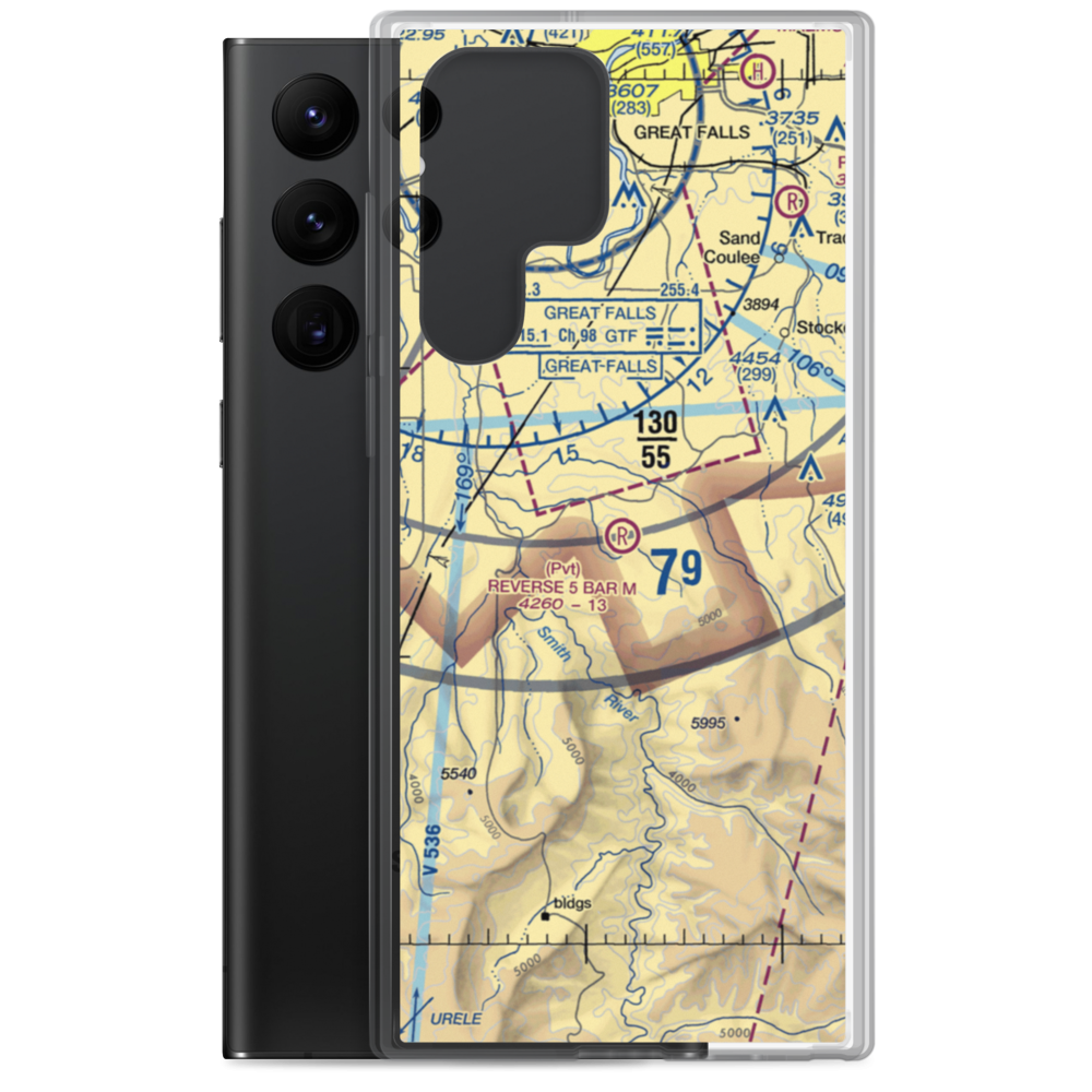 Reverse 5 Bar M Airport (31MT) VFR Sectional Samsung Case Samsung Galaxy S22 Ultra model shown