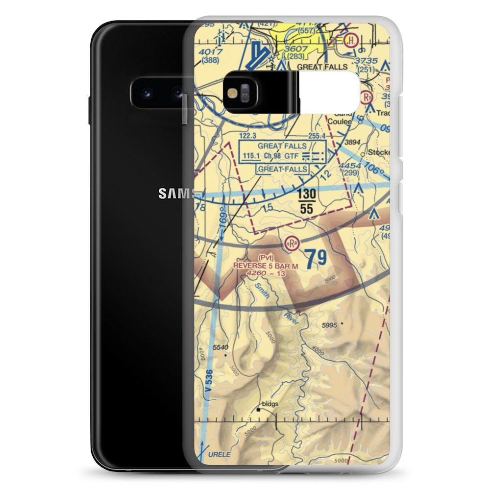 Reverse 5 Bar M Airport (31MT) VFR Sectional Samsung Case Samsung Galaxy S10+ model shown