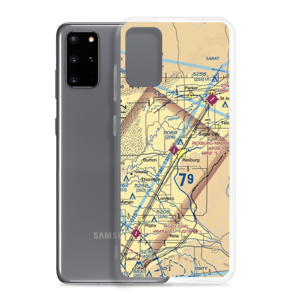 Rexburg Madison County Airport (RXE) VFR Sectional Samsung Case Samsung Galaxy S20 Plus model shown