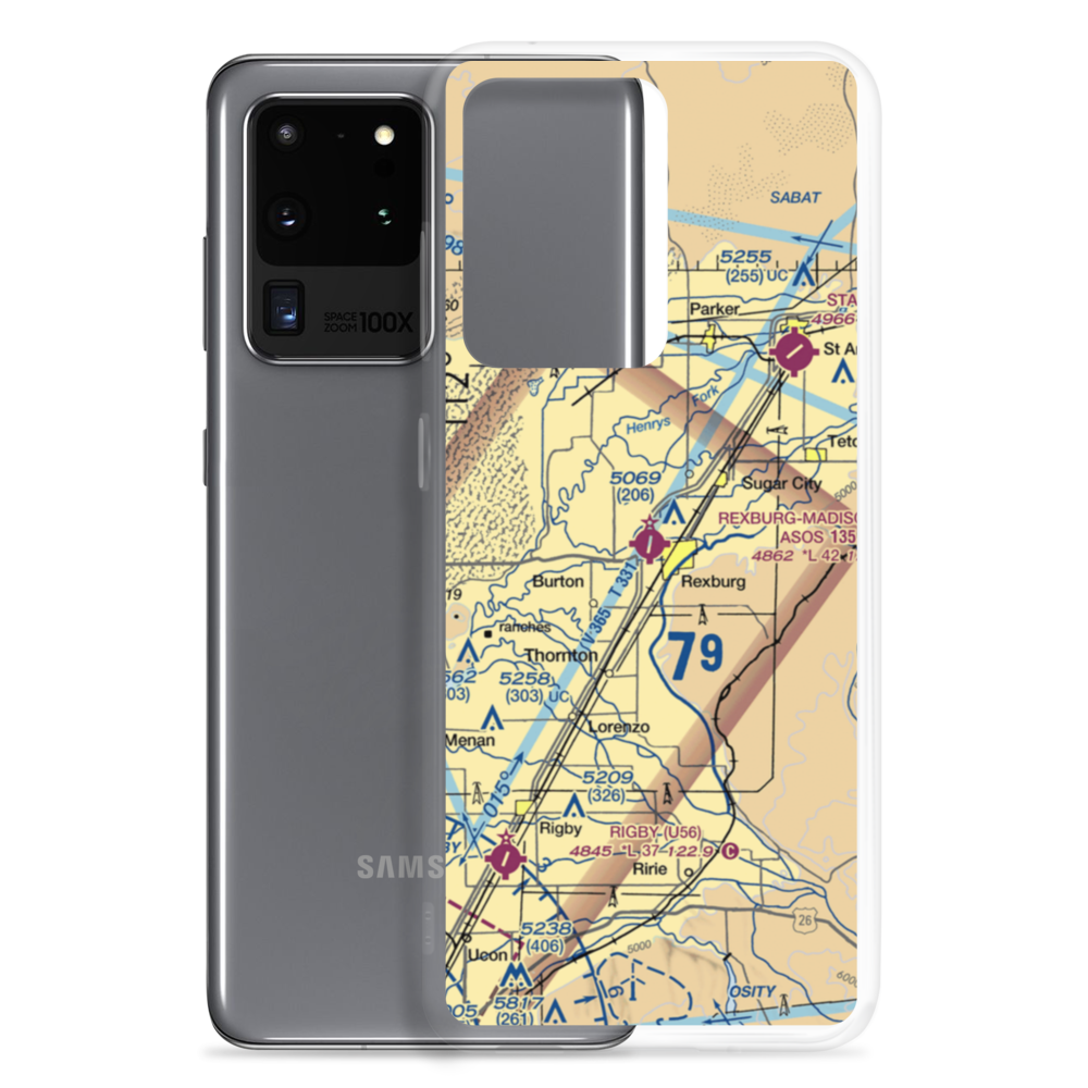 Rexburg Madison County Airport (RXE) VFR Sectional Samsung Case Samsung Galaxy S20 Ultra model shown