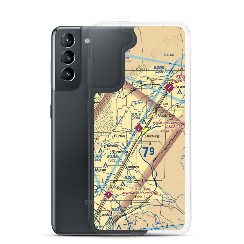 Rexburg Madison County Airport (RXE) VFR Sectional Samsung Case Samsung Galaxy S21 model shown