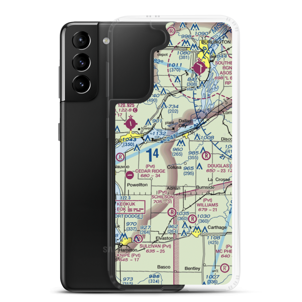 Rhea Restricted Landing Area (IS66) VFR Sectional Samsung Case Samsung Galaxy S21 Plus model shown