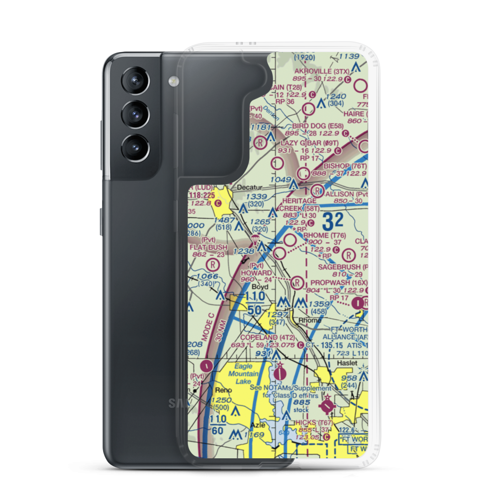 Rhome Meadows Airport (T76) VFR Sectional Samsung Case Samsung Galaxy S21 model shown