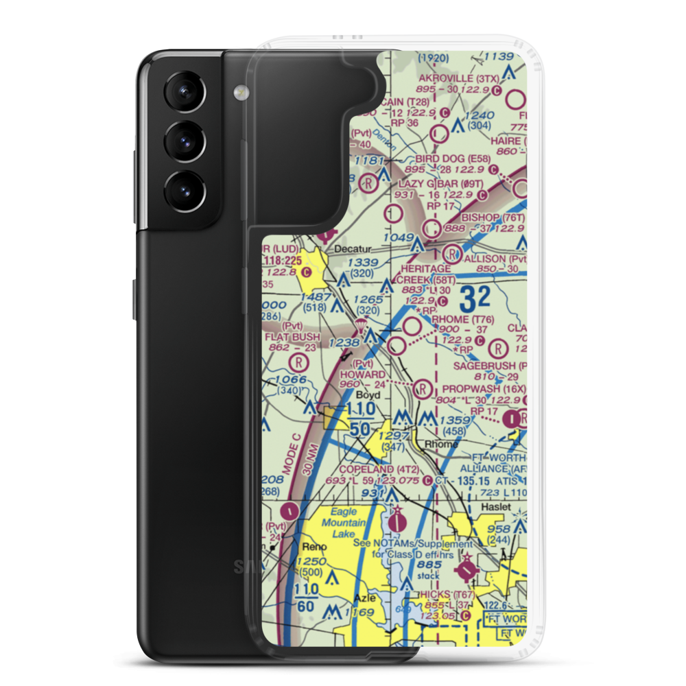 Rhome Meadows Airport (T76) VFR Sectional Samsung Case Samsung Galaxy S21 Plus model shown