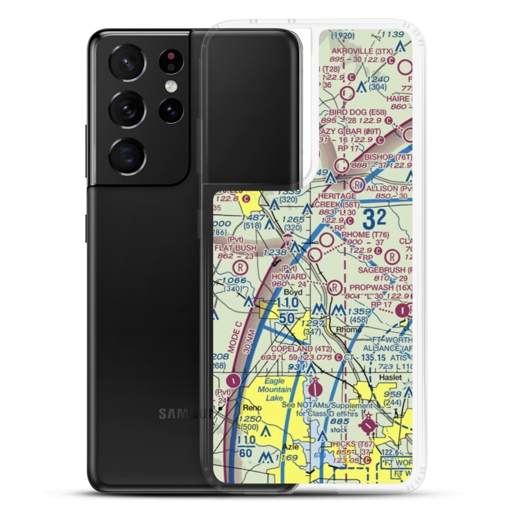 Rhome Meadows Airport (T76) VFR Sectional Samsung Case Samsung Galaxy S21 Ultra model shown