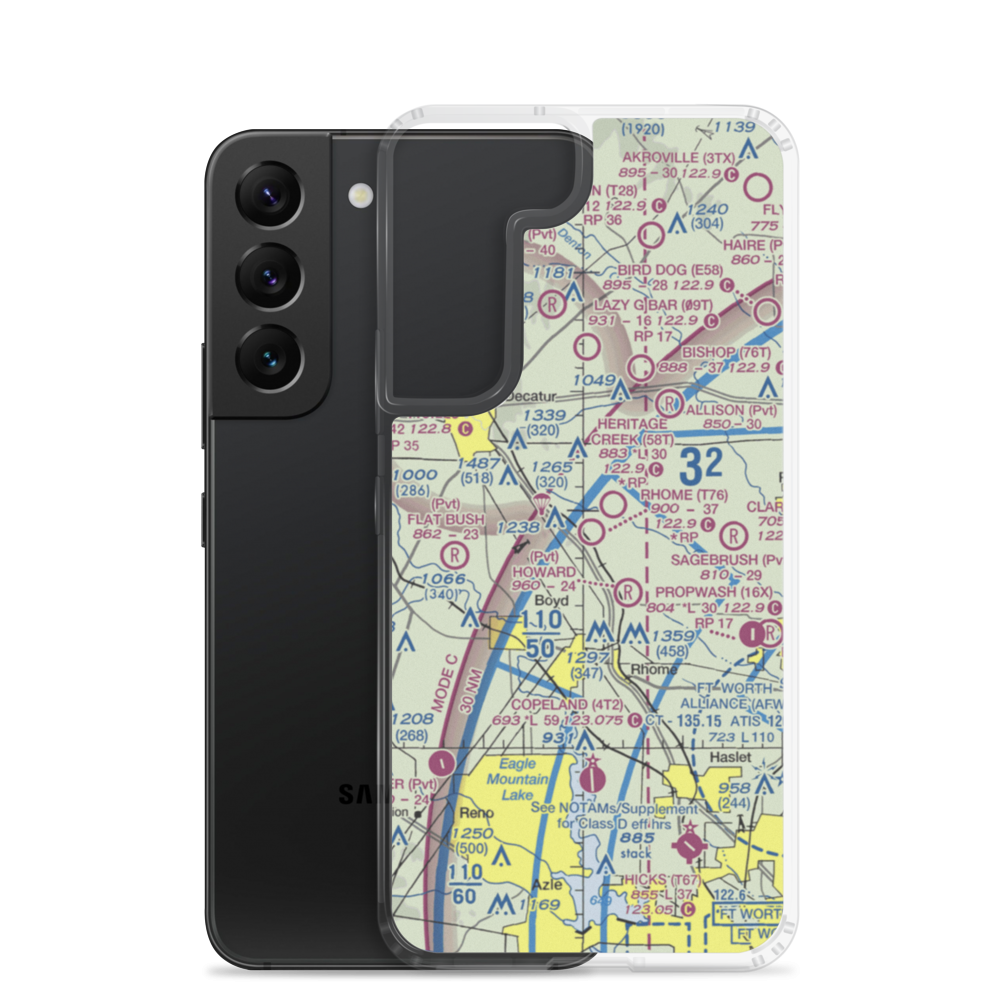 Rhome Meadows Airport (T76) VFR Sectional Samsung Case Samsung Galaxy S22 model shown