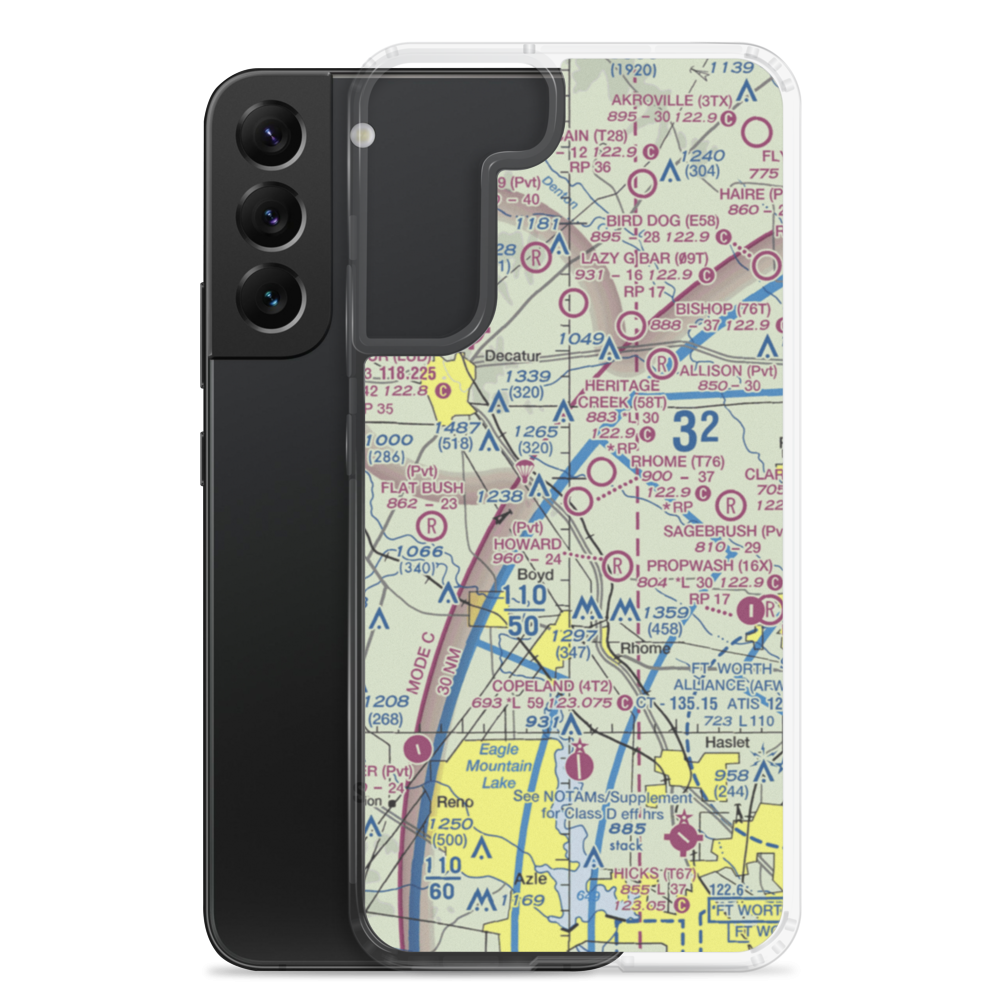 Rhome Meadows Airport (T76) VFR Sectional Samsung Case Samsung Galaxy S22 Plus model shown