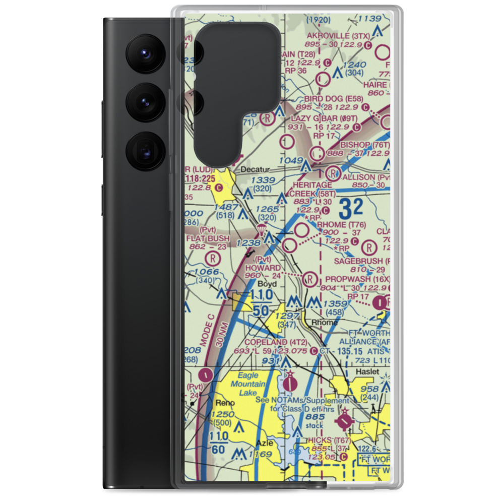 Rhome Meadows Airport (T76) VFR Sectional Samsung Case Samsung Galaxy S22 Ultra model shown