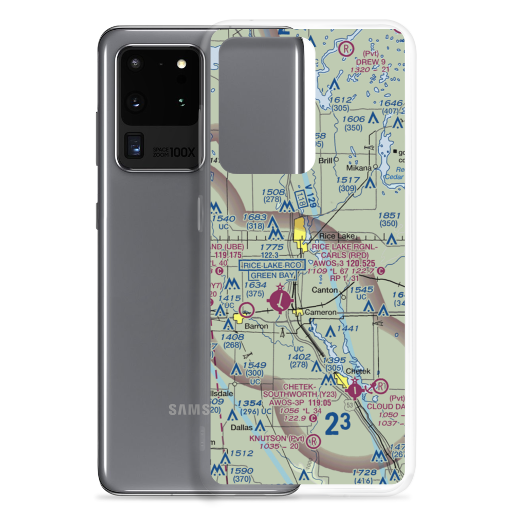 Rice Lake Airport (KRIE) VFR Sectional Samsung Case Samsung Galaxy S20 Ultra model shown
