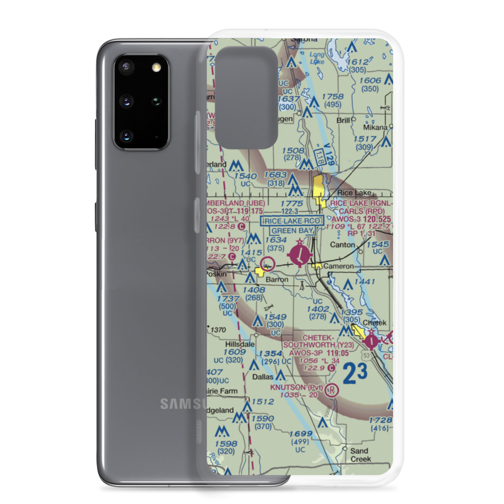 Rice Lake Regional Airport - Carl's Field (RPD) VFR Sectional Samsung Case Samsung Galaxy S20 Plus model shown