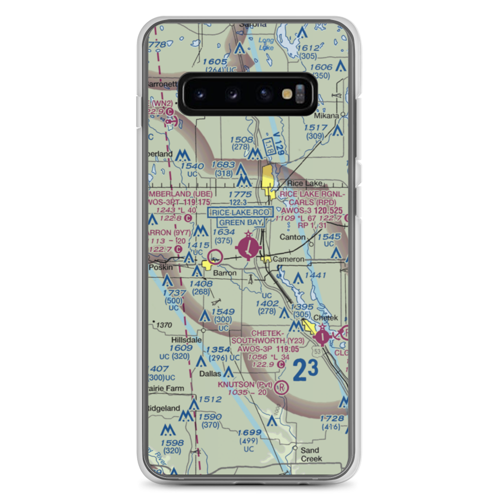 Rice Lake Regional Airport - Carl's Field (RPD) VFR Sectional Samsung Case Samsung Galaxy S10+ model shown