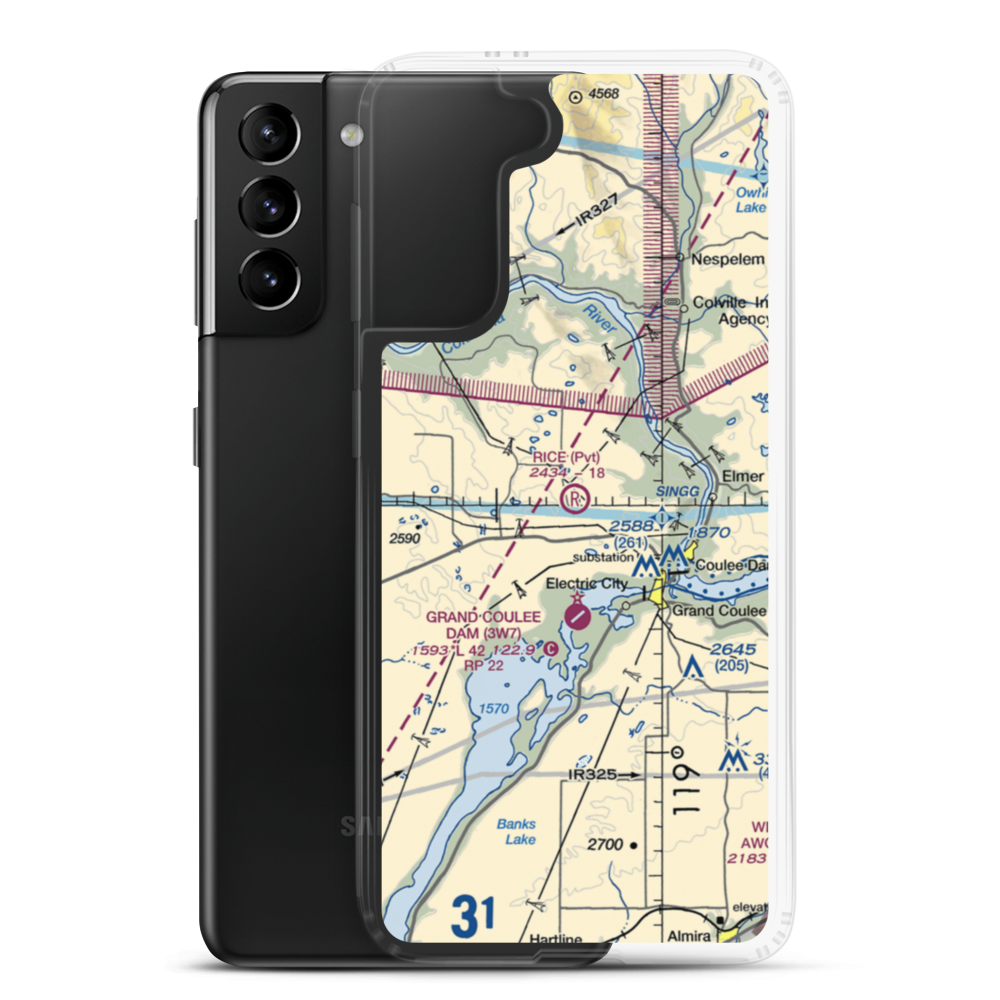 Rice Ranch Airport (2WA6) VFR Sectional Samsung Case Samsung Galaxy S21 Plus model shown