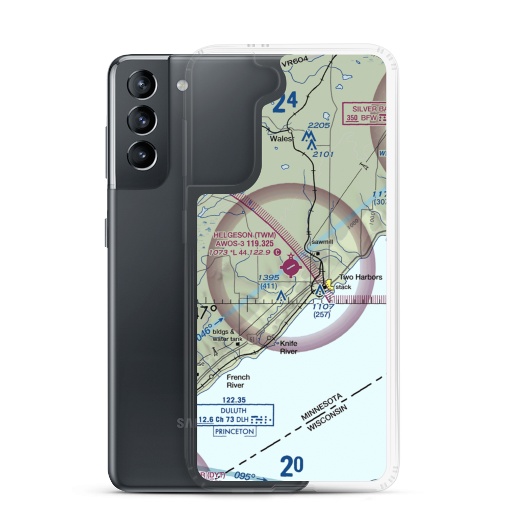 Richard B Helgeson Airport (TWM) VFR Sectional Samsung Case Samsung Galaxy S21 model shown