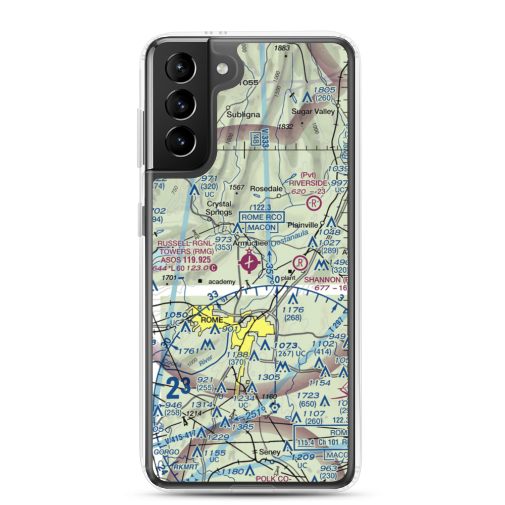 Richard B Russell Airport (RMG) VFR Sectional Samsung Case Samsung Galaxy S21 Plus model shown