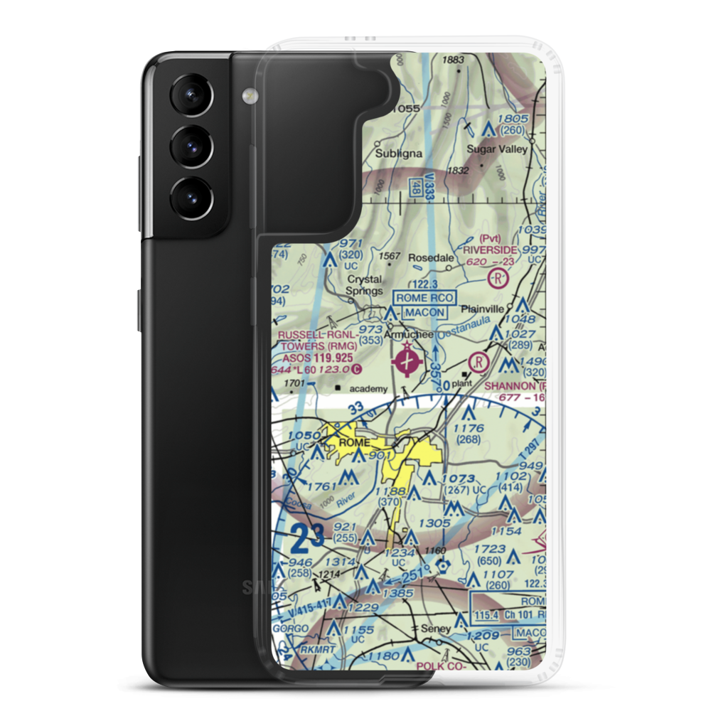 Richard B Russell Airport (RMG) VFR Sectional Samsung Case Samsung Galaxy S21 Plus model shown