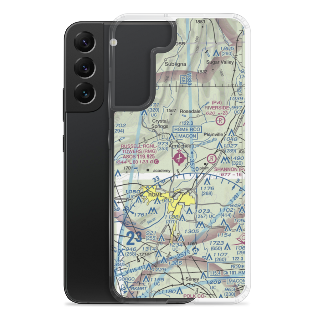 Richard B Russell Airport (RMG) VFR Sectional Samsung Case Samsung Galaxy S22 Plus model shown
