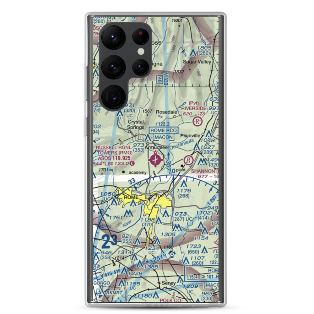Richard B Russell Airport (RMG) VFR Sectional Samsung Case Samsung Galaxy S22 Ultra model shown