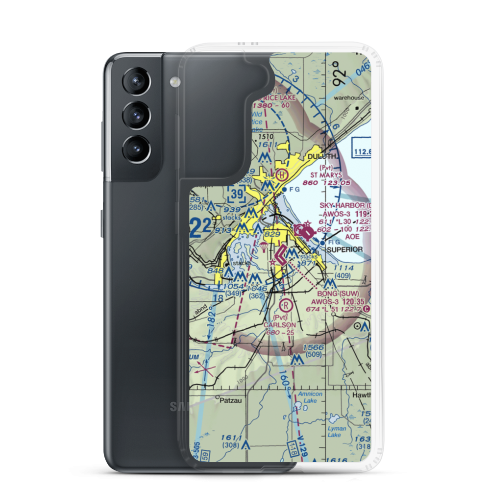 Richard I Bong Airport (SUW) VFR Sectional Samsung Case Samsung Galaxy S21 model shown