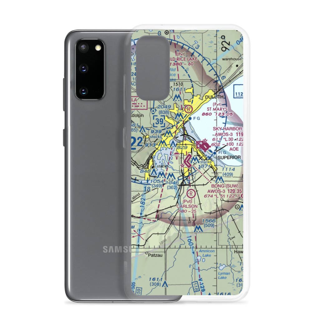 Richard I Bong Airport (SUW) VFR Sectional Samsung Case Samsung Galaxy S20 model shown