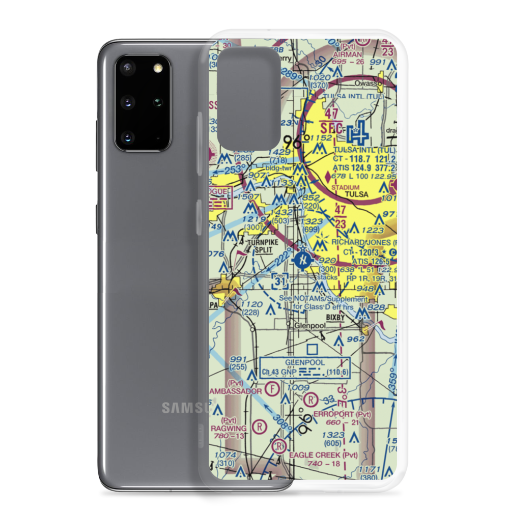 Richard Lloyd Jones Jr Airport (RVS) VFR Sectional Samsung Case Samsung Galaxy S20 Plus model shown