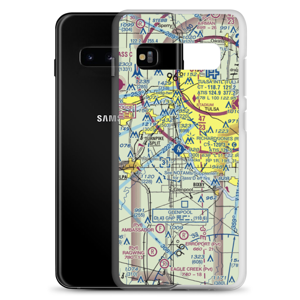Richard Lloyd Jones Jr Airport (RVS) VFR Sectional Samsung Case Samsung Galaxy S10+ model shown