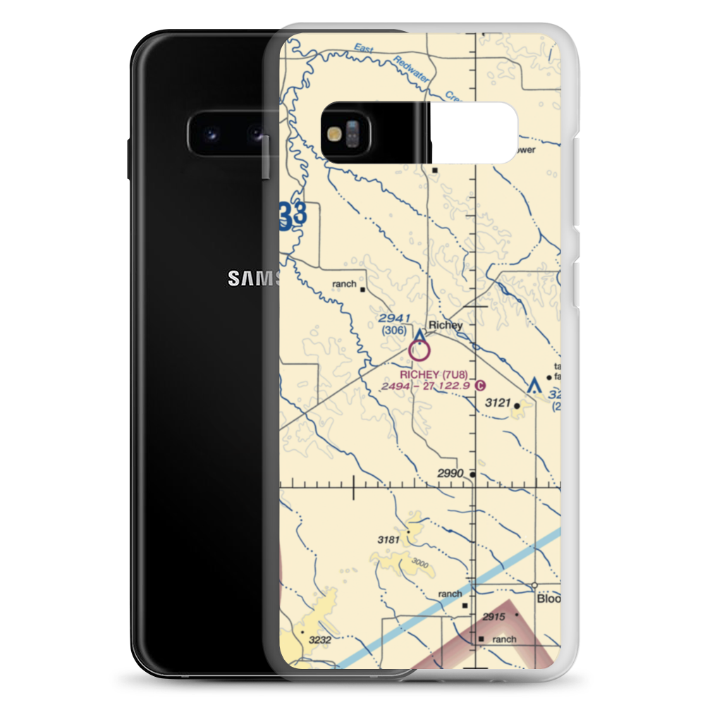 Richey Airport (7U8) VFR Sectional Samsung Case Samsung Galaxy S10+ model shown