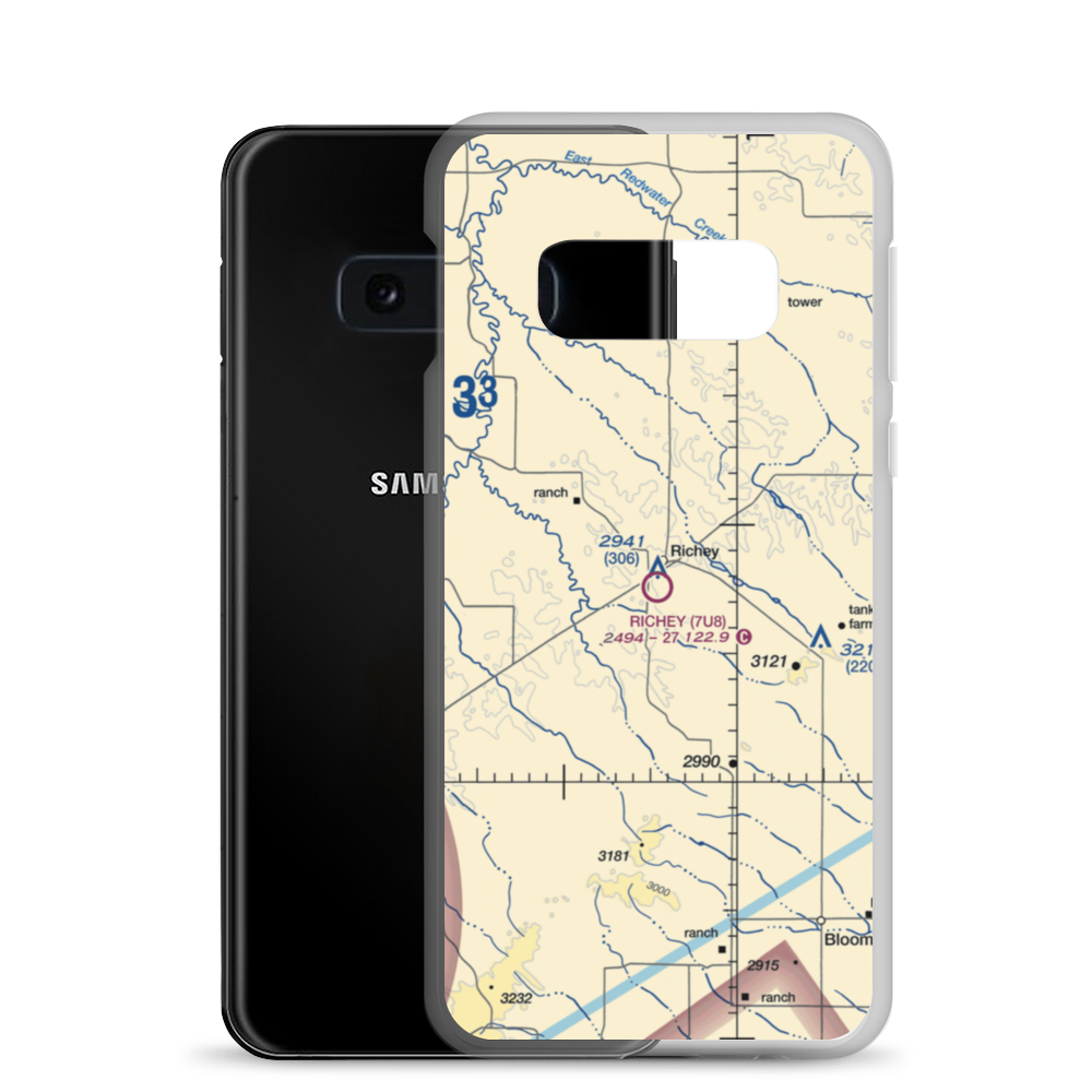 Richey Airport (7U8) VFR Sectional Samsung Case Samsung Galaxy S10e model shown