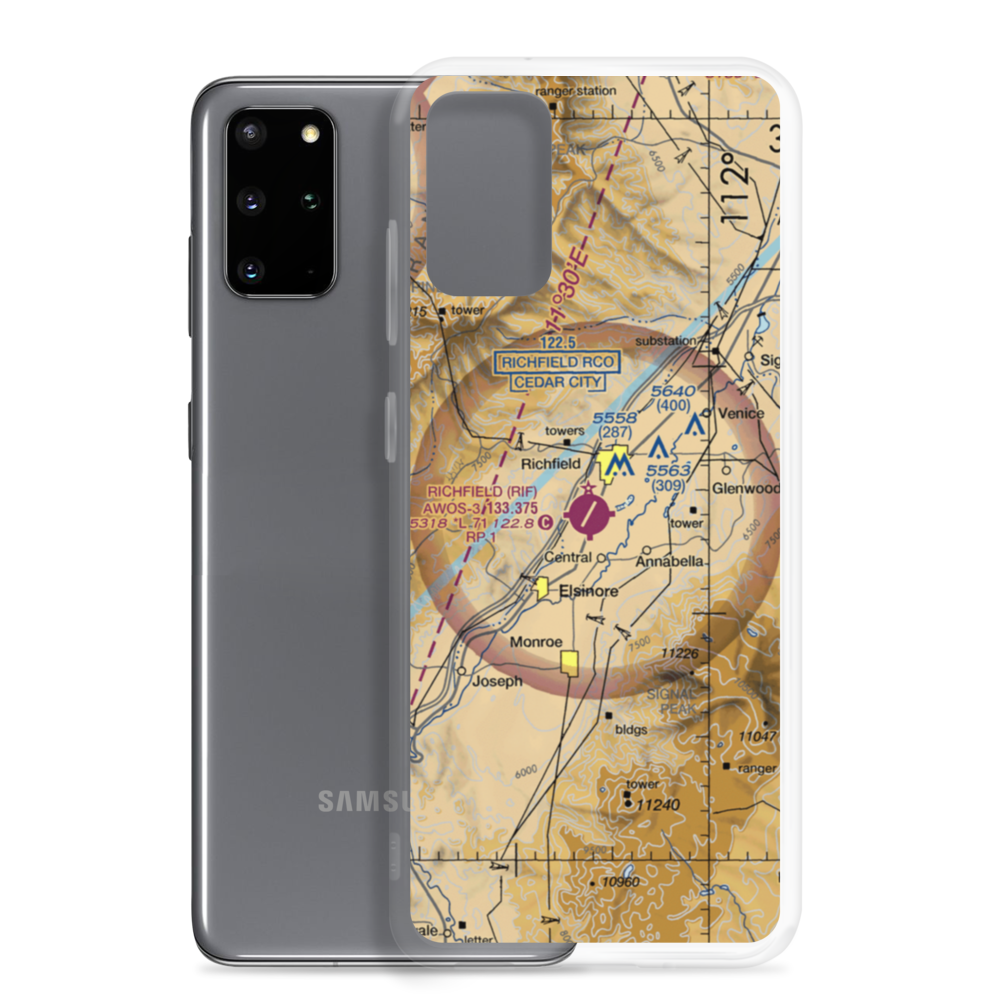 Richfield Municipal Airport (RIF) VFR Sectional Samsung Case Samsung Galaxy S20 Plus model shown