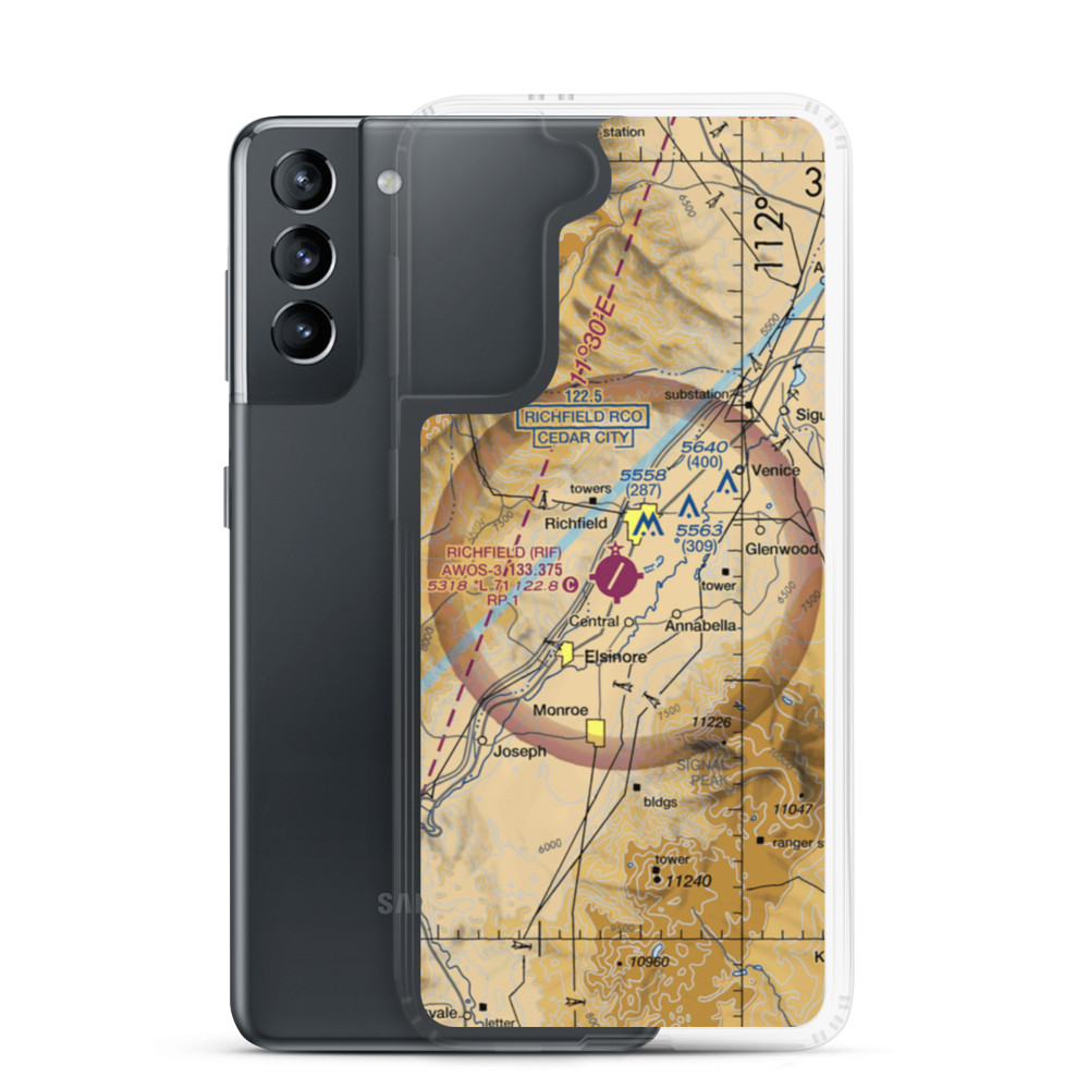 Richfield Municipal Airport (RIF) VFR Sectional Samsung Case Samsung Galaxy S21 model shown