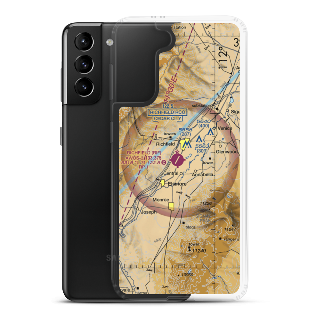 Richfield Municipal Airport (RIF) VFR Sectional Samsung Case Samsung Galaxy S21 Plus model shown