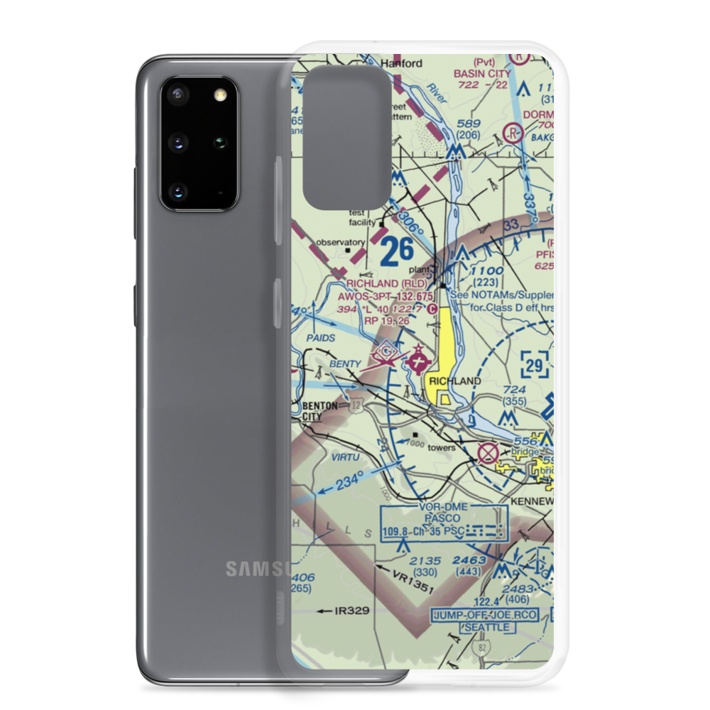 Richland Airport (RLD) VFR Sectional Samsung Case Samsung Galaxy S20 Plus model shown