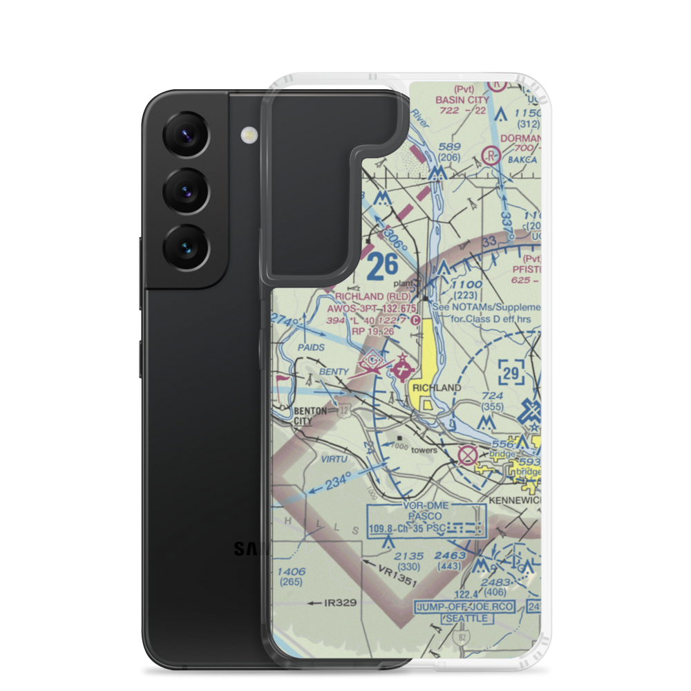 Richland Airport (RLD) VFR Sectional Samsung Case Samsung Galaxy S22 model shown