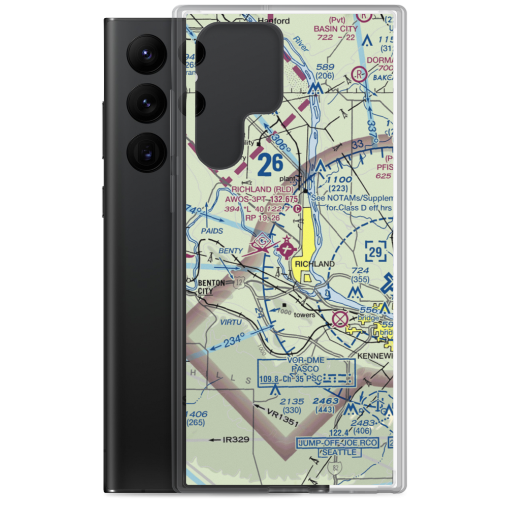 Richland Airport (RLD) VFR Sectional Samsung Case Samsung Galaxy S22 Ultra model shown