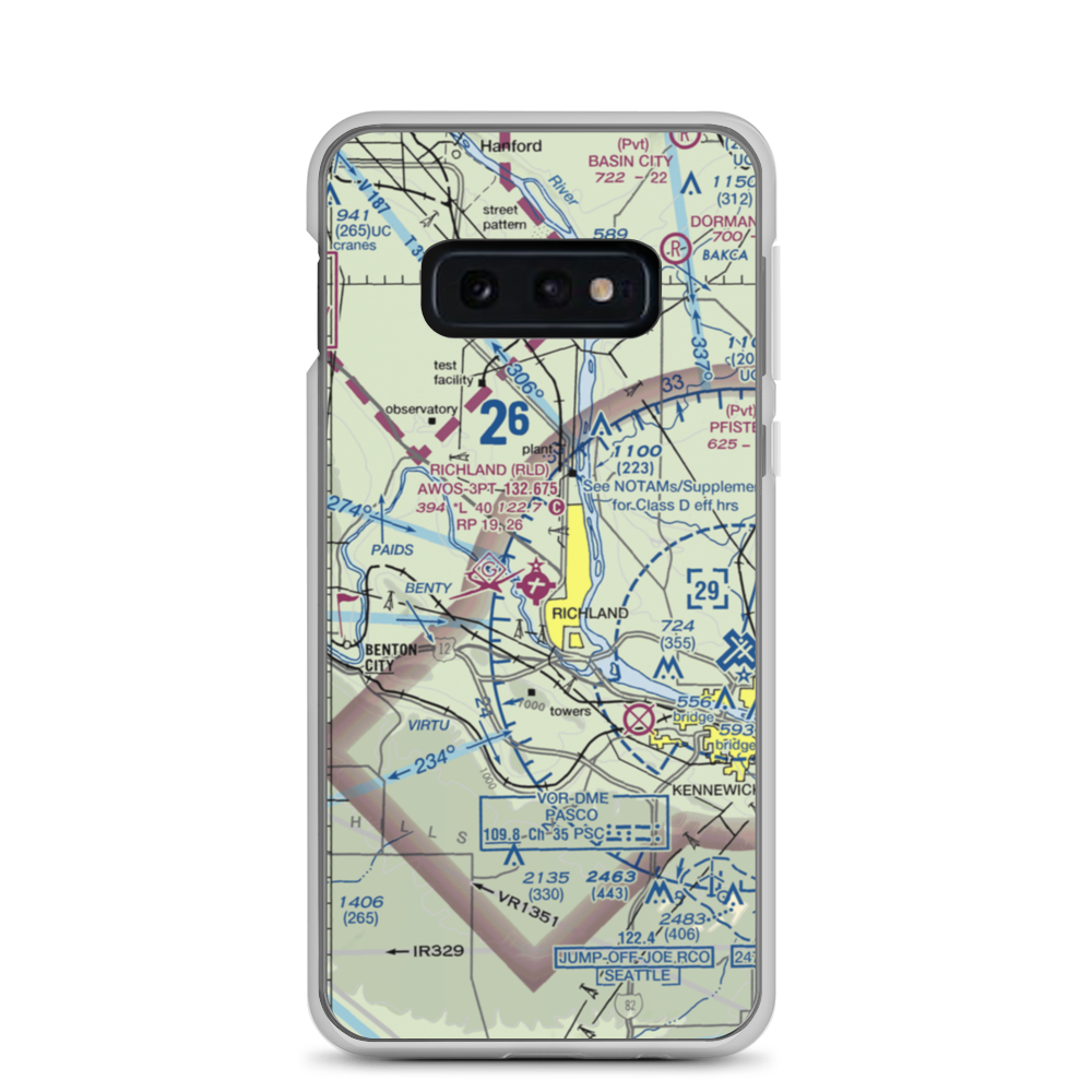 Richland Airport (RLD) VFR Sectional Samsung Case Samsung Galaxy S10e model shown