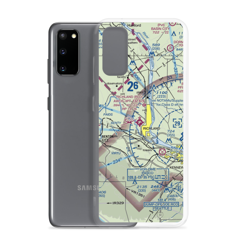Richland Airport (RLD) VFR Sectional Samsung Case Samsung Galaxy S20 model shown